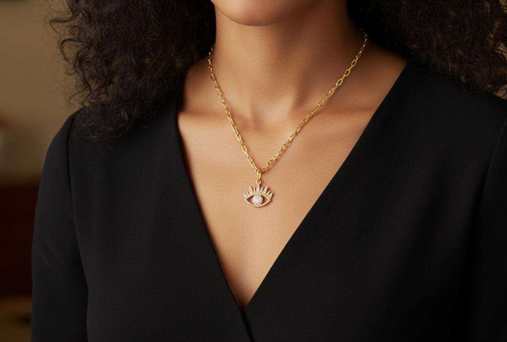 Diamond Eye Pendant 14kt YG 0.9gr 0.155cttw PN00136